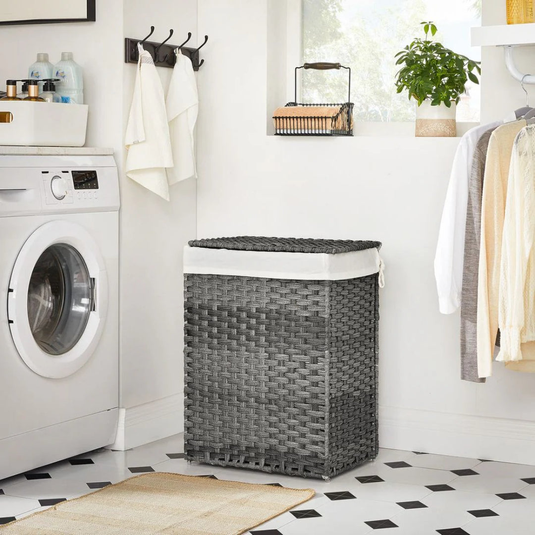Laundry Basket With Lid 23.8 Gallon Rattan Hamper 23.6in High – product view 6 | Amaraloft