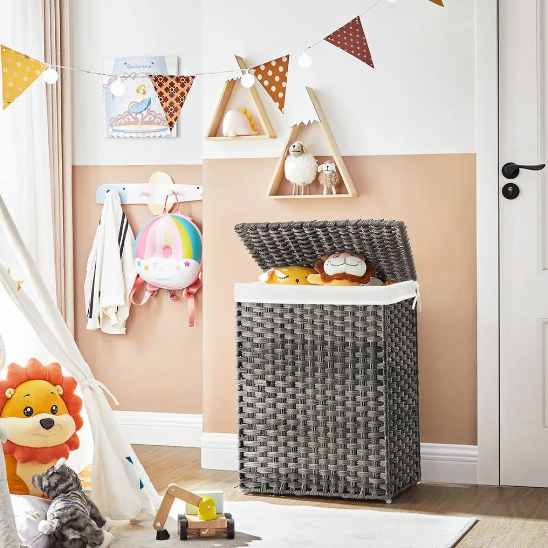 Laundry Basket With Lid 23.8 Gallon Rattan Hamper 23.6in High – product view 7 | Amaraloft