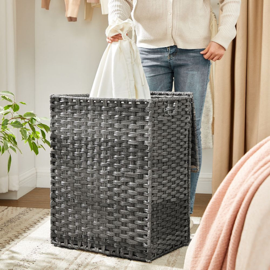 Laundry Basket With Lid 23.8 Gallon Rattan Hamper 23.6in High – product view 9 | Amaraloft