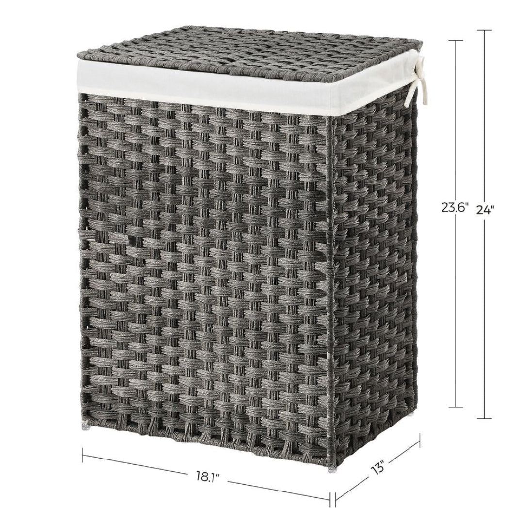 Laundry Basket With Lid 23.8 Gallon Rattan Hamper 23.6in High – product view 10 | Amaraloft