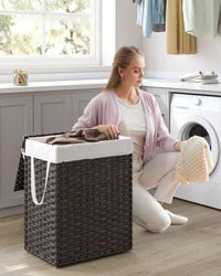Laundry Basket With Lid 23.8 Gallon Rattan Hamper 23.6in High – product view 12 | Amaraloft