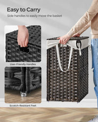 Laundry Basket With Lid 23.8 Gallon Rattan Hamper 23.6in High – product view 14 | Amaraloft