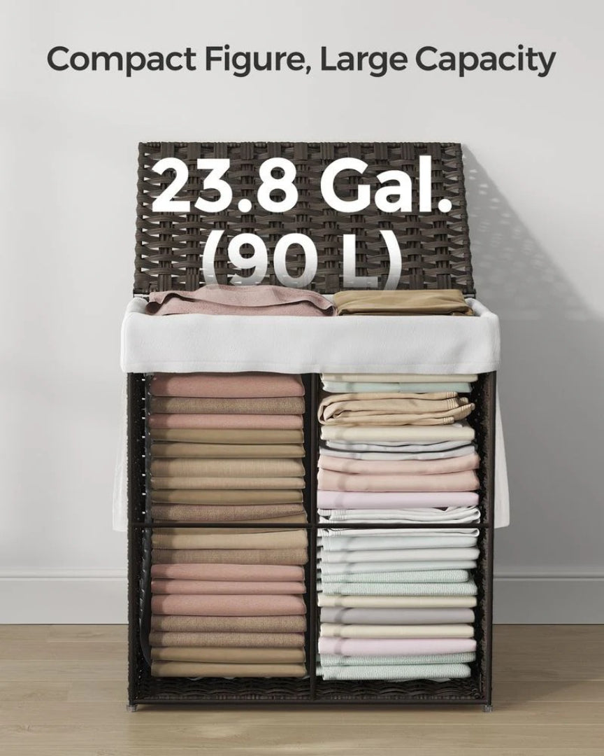Laundry Basket With Lid 23.8 Gallon Rattan Hamper 23.6in High – product view 15 | Amaraloft