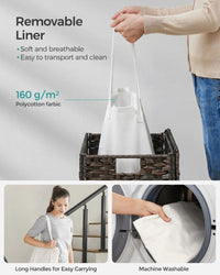 Laundry Basket With Lid 23.8 Gallon Rattan Hamper 23.6in High – product view 16 | Amaraloft