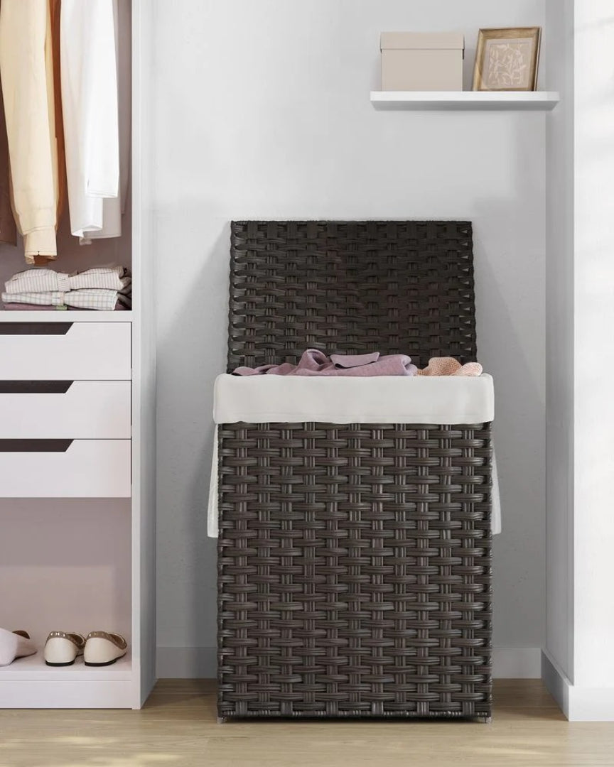 Laundry Basket With Lid 23.8 Gallon Rattan Hamper 23.6in High – product view 19 | Amaraloft