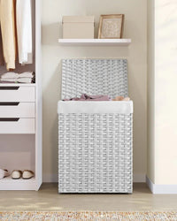 Laundry Basket With Lid 23.8 Gallon Rattan Hamper 23.6in High – product view 25 | Amaraloft