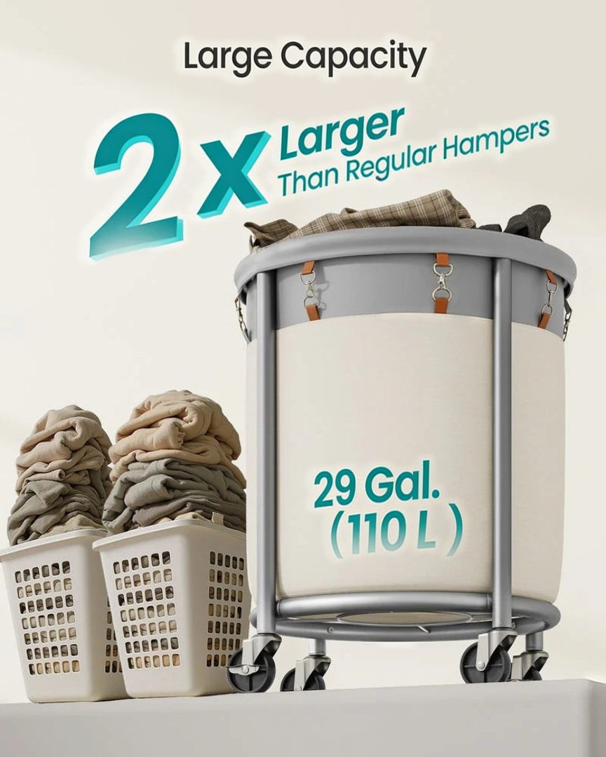 Laundry Basket With Wheels 29 Gallon Removable Bag 28in High – product view 16 | Amaraloft