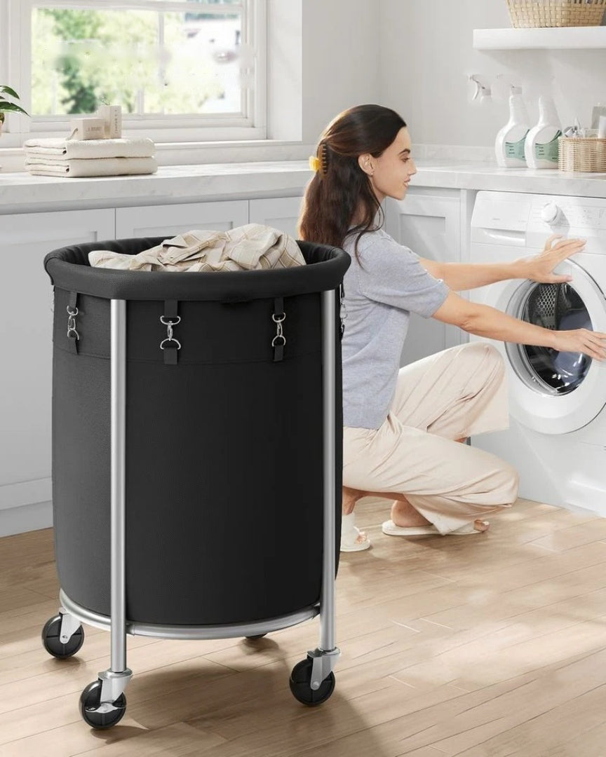 Laundry Basket With Wheels 29 Gallon Removable Bag 28in High – product view 18 | Amaraloft