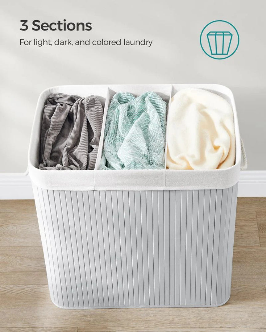 Laundry Hamper With Lid 3 Section 39.6 Gallon Sorter – product view 7 | Amaraloft