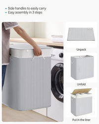 Laundry Hamper With Lid 3 Section 39.6 Gallon Sorter – product view 10 | Amaraloft