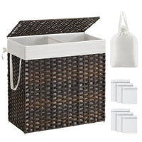 Laundry Hamper With Lid 34 Gallon 2 Section Rattan Basket – product view 3 | Amaraloft