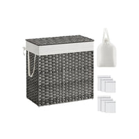 Laundry Hamper With Lid 34 Gallon 2 Section Rattan Basket – product view 17 | Amaraloft