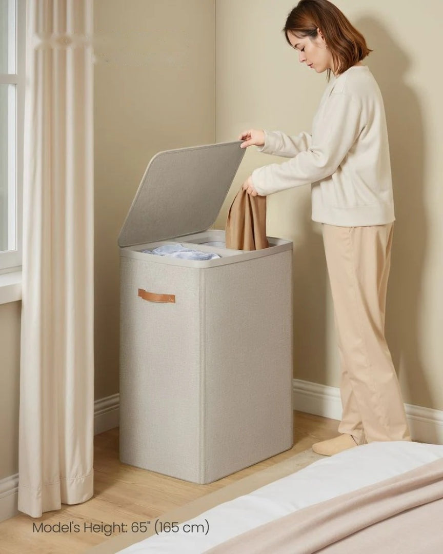 Laundry Hamper With Lid 44.9 Gallon 2 Compartment Sorter – product view 9 | Amaraloft