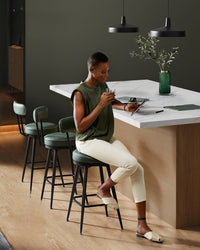 Leather Bar Stools With Backs, 360 Degree Swivel Seat 35.8 Or 39.8 Inch - product photo 76