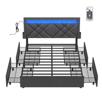 LED Bed Frame Queen Size With Headboard And 4 Drawers - product photo 01