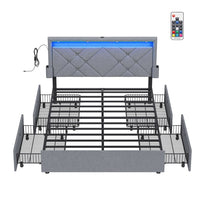 LED Bed Frame Queen Size With Headboard And 4 Drawers - product photo 09