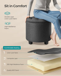 Linen Fabric Storage Ottoman - product photo 05