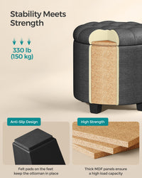Linen Fabric Storage Ottoman - product photo 11
