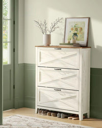 Shoe Storage Cabinet With 3 Flip Drawers – product view 2 | Amaraloft