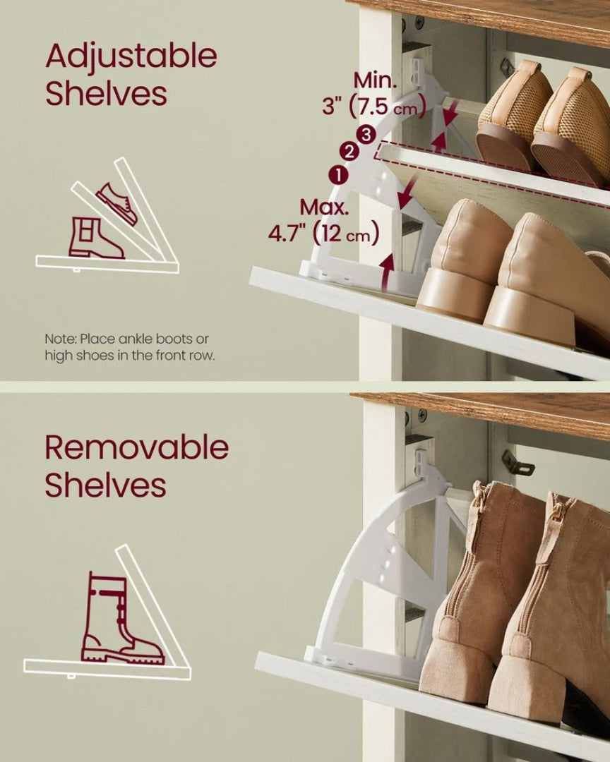 Shoe Storage Cabinet With 3 Flip Drawers – product view 6 | Amaraloft