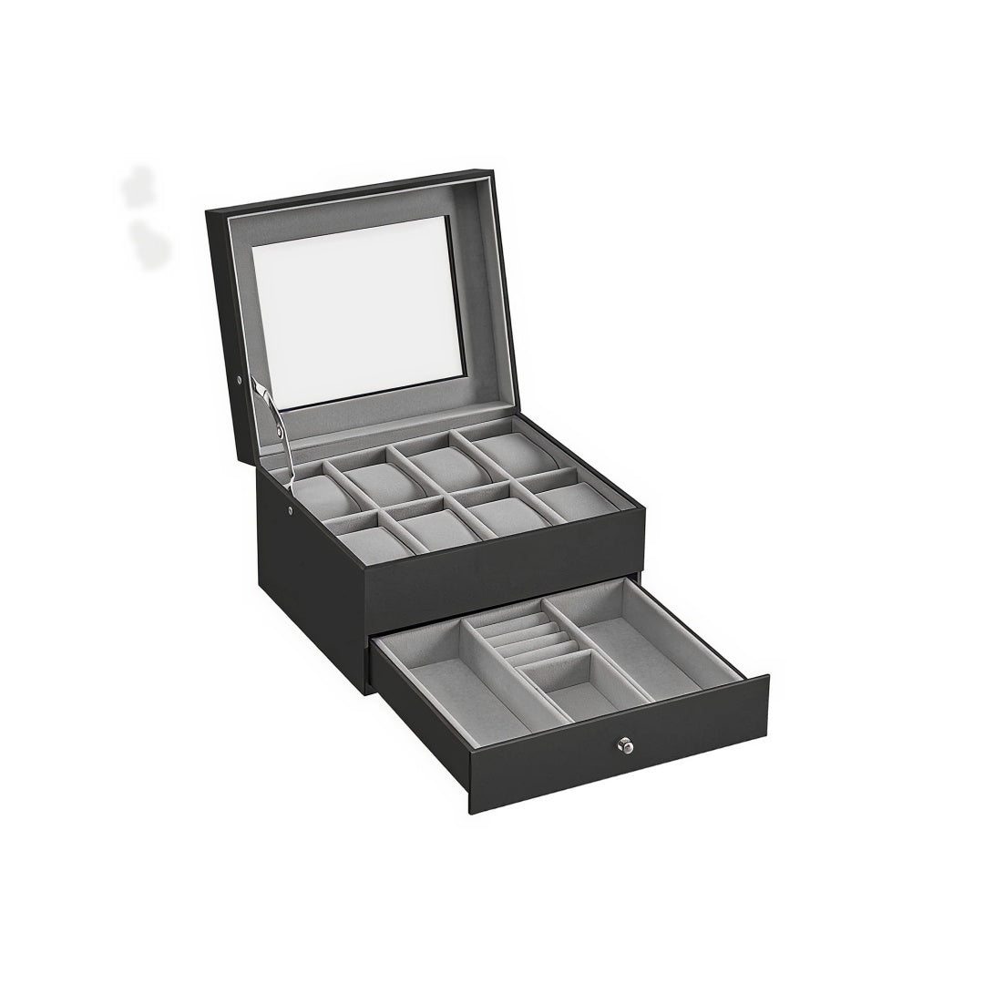 Lockable Watch Box With Glass Lid 6 8 Or 12 Slot – product view 4 | Amaraloft