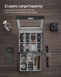 Lockable Watch Box With Glass Lid 6 8 Or 12 Slot – product view 17 | Amaraloft