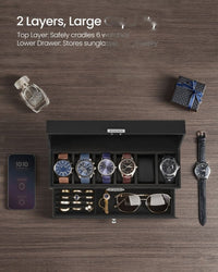 Lockable Watch Box With Glass Lid 6 8 Or 12 Slot – product view 27 | Amaraloft