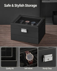 Lockable Watch Box With Glass Lid 6 8 Or 12 Slot – product view 30 | Amaraloft