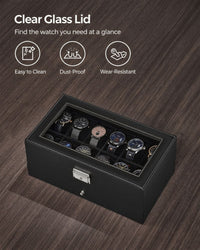 Lockable Watch Box With Glass Lid 6 8 Or 12 Slot – product view 37 | Amaraloft