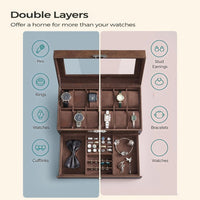 Lockable Watch Box With Glass Lid 6 8 Or 12 Slot – product view 41 | Amaraloft
