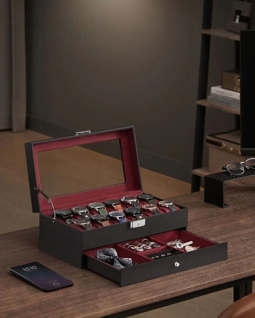 Lockable Watch Box With Glass Lid 6 8 Or 12 Slot – product view 47 | Amaraloft