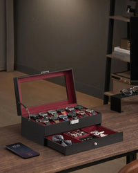 Lockable Watch Box With Glass Lid 6 8 Or 12 Slot – product view 47 | Amaraloft