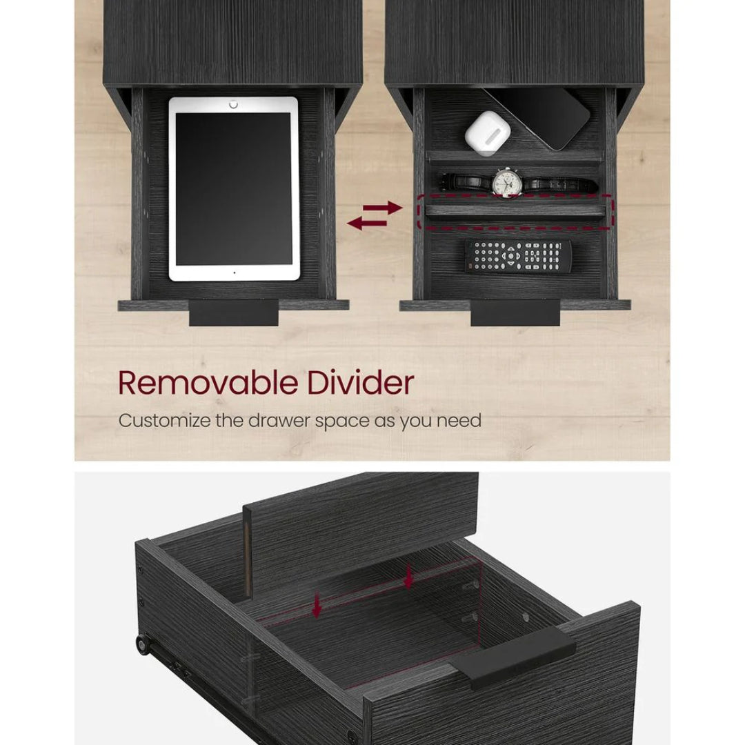 Narrow End Table With Charging Station And 2 Drawers – product view 7 | Amaraloft