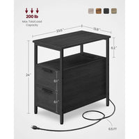 Narrow End Table With Charging Station And 2 Drawers – product view 9 | Amaraloft