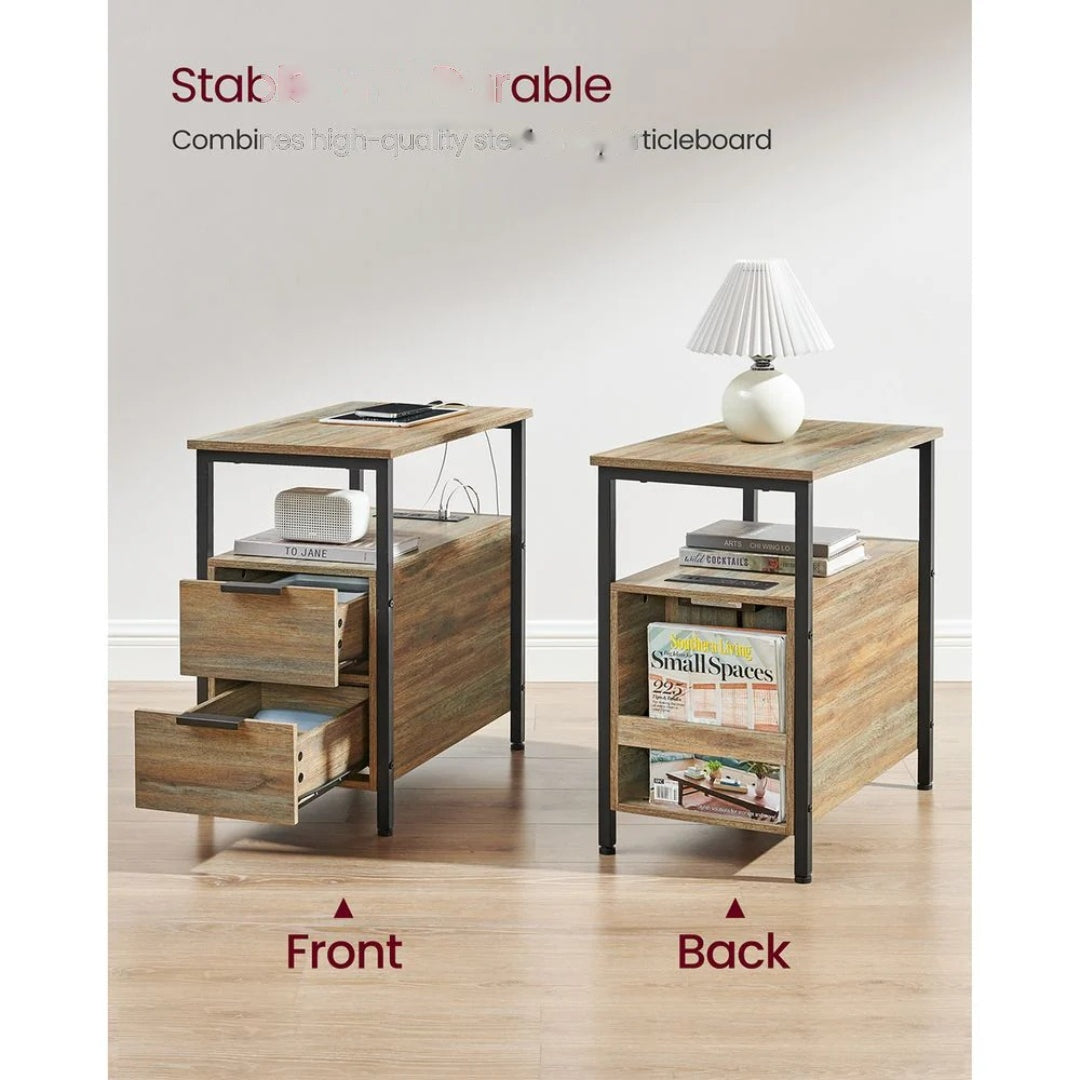 Narrow End Table With Charging Station And 2 Drawers – product view 14 | Amaraloft