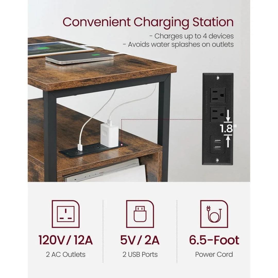 Narrow End Table With Charging Station And 2 Drawers – product view 17 | Amaraloft