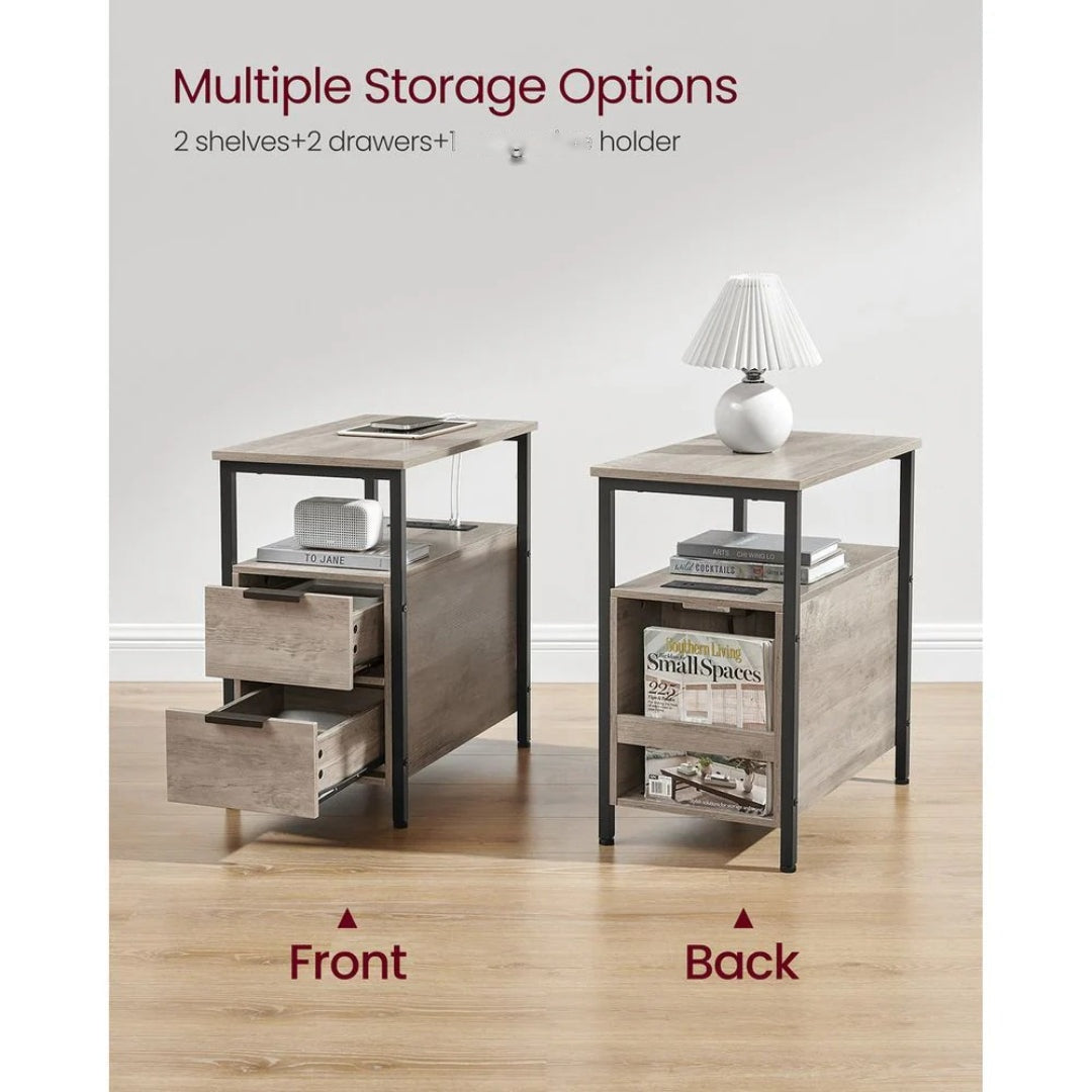 Narrow End Table With Charging Station And 2 Drawers – product view 28 | Amaraloft