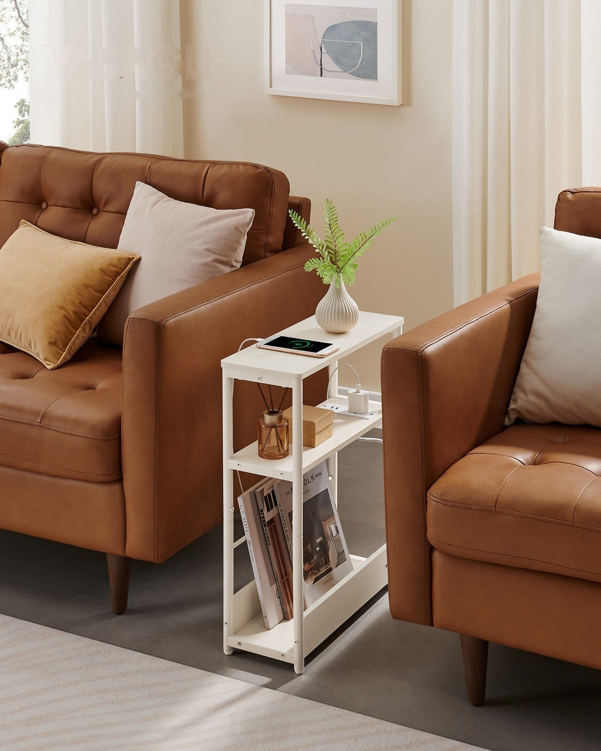 Narrow Side Table With Charging Station - product photo 02