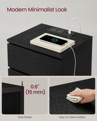 Nightstand With Charging Station And 2 Drawers, Bedside Table - product photo 18