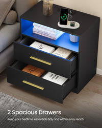 Nightstand With Charging Station, LED Lights - product photo 06