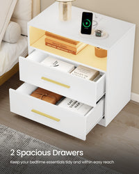 Nightstand With Charging Station, LED Lights - product photo 30