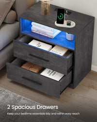 Nightstand With Charging Station, LED Lights - product photo 38