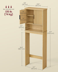 Over The Toilet Storage Cabinet, 23.6-Inch Wide Mid Century Modern - product photo 06
