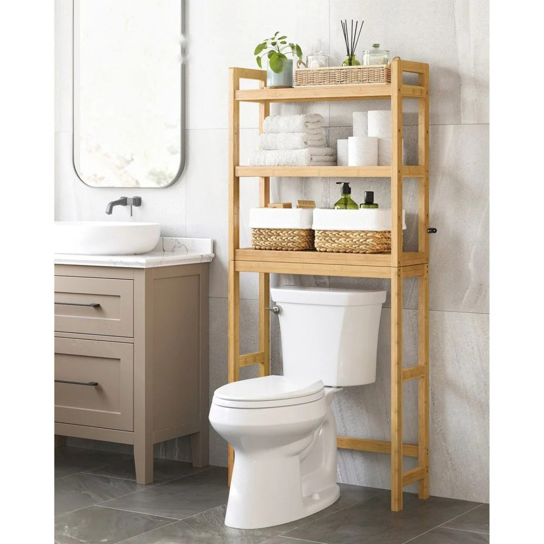 Over Toilet Bathroom Organizer 3-Tier Bamboo Shelf 66.9in High – product view 8 | Amaraloft