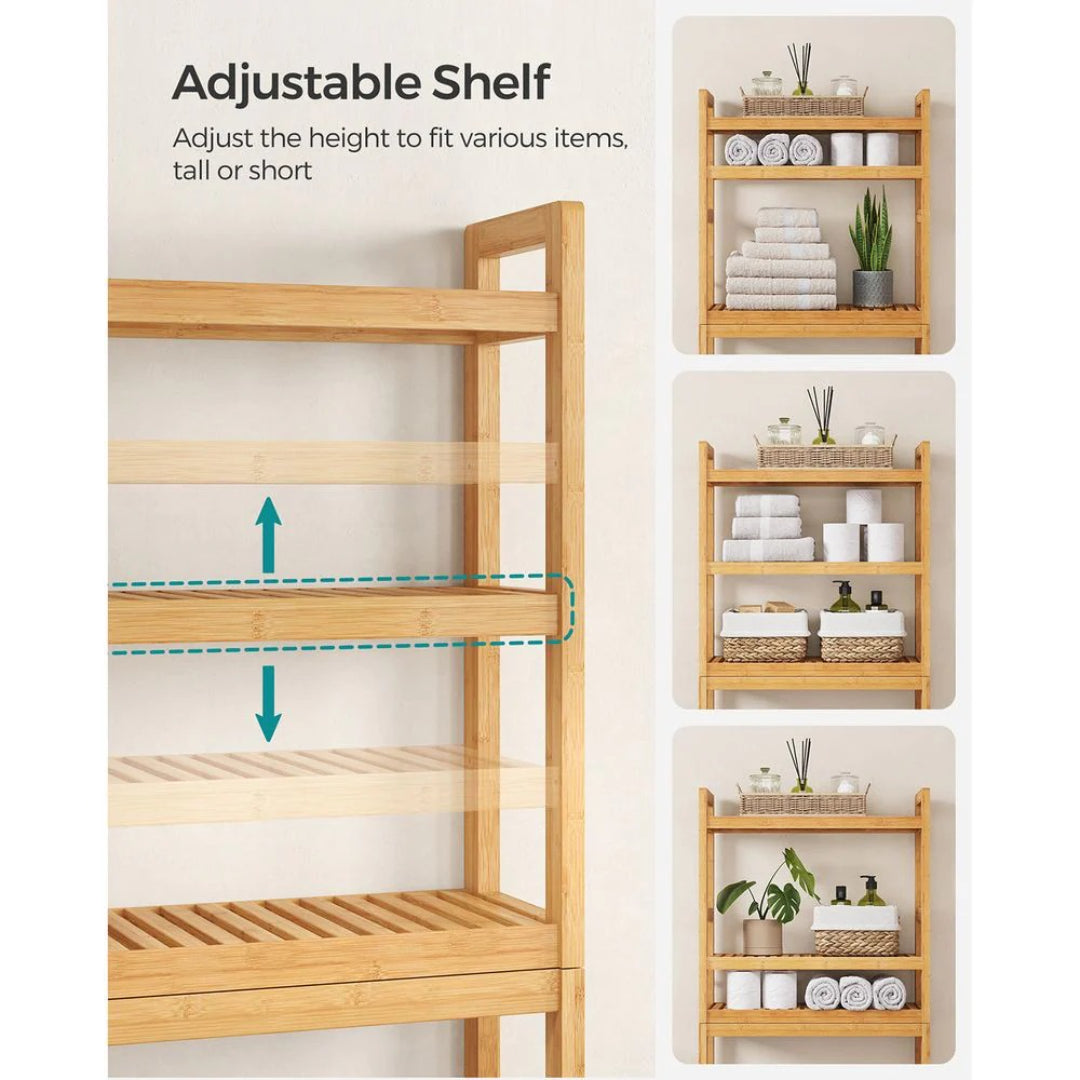 Over Toilet Bathroom Organizer 3-Tier Bamboo Shelf 66.9in High – product view 9 | Amaraloft