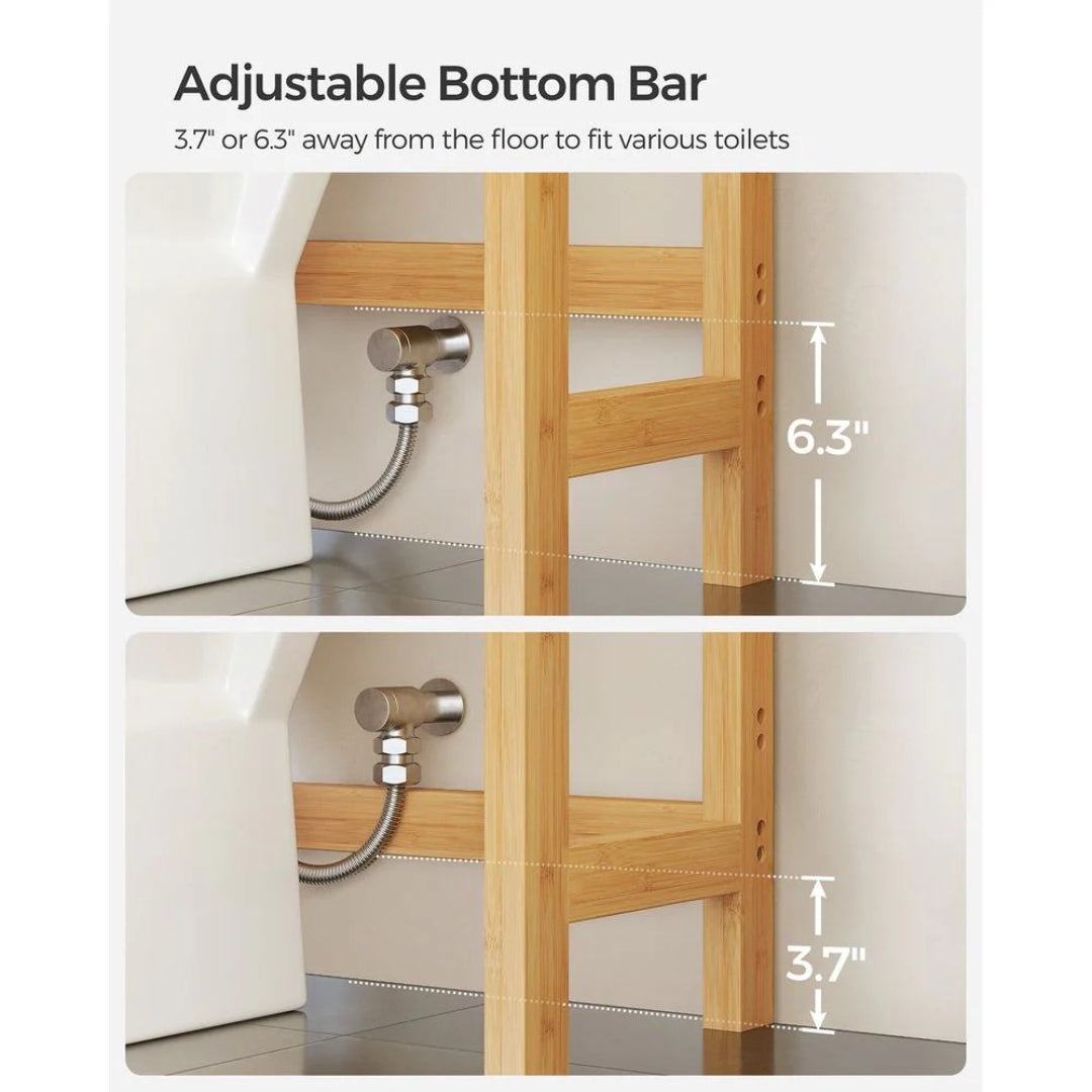 Over Toilet Bathroom Organizer 3-Tier Bamboo Shelf 66.9in High – product view 11 | Amaraloft