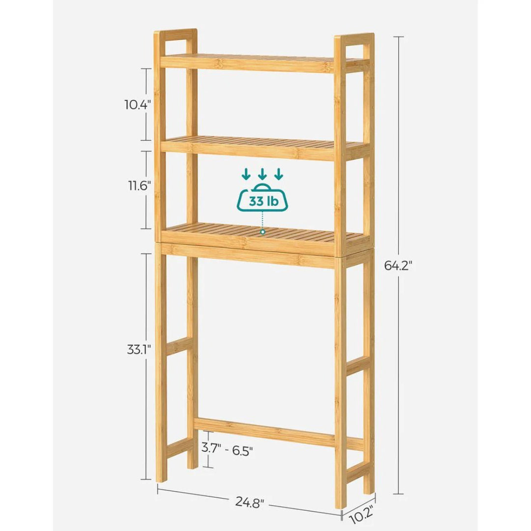 Over Toilet Bathroom Organizer 3-Tier Bamboo Shelf 66.9in High – product view 12 | Amaraloft