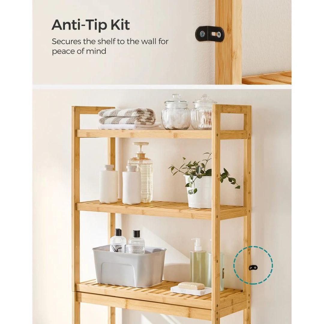 Over Toilet Bathroom Organizer 3-Tier Bamboo Shelf 66.9in High – product view 13 | Amaraloft