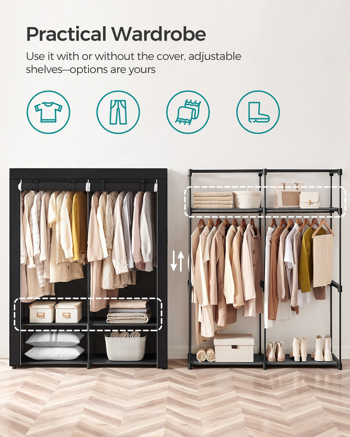 Portable Closet Wardrobe 55.1 X 16.9 X 68.5 Inches - product photo 45