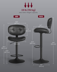 PU Leather Swivel Bar Stools With Back And Footrest - product photo 06